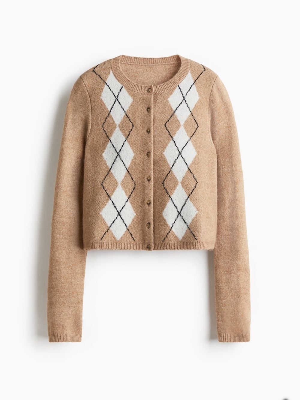 Divided Beige Argyle Button-Front Cardigan
